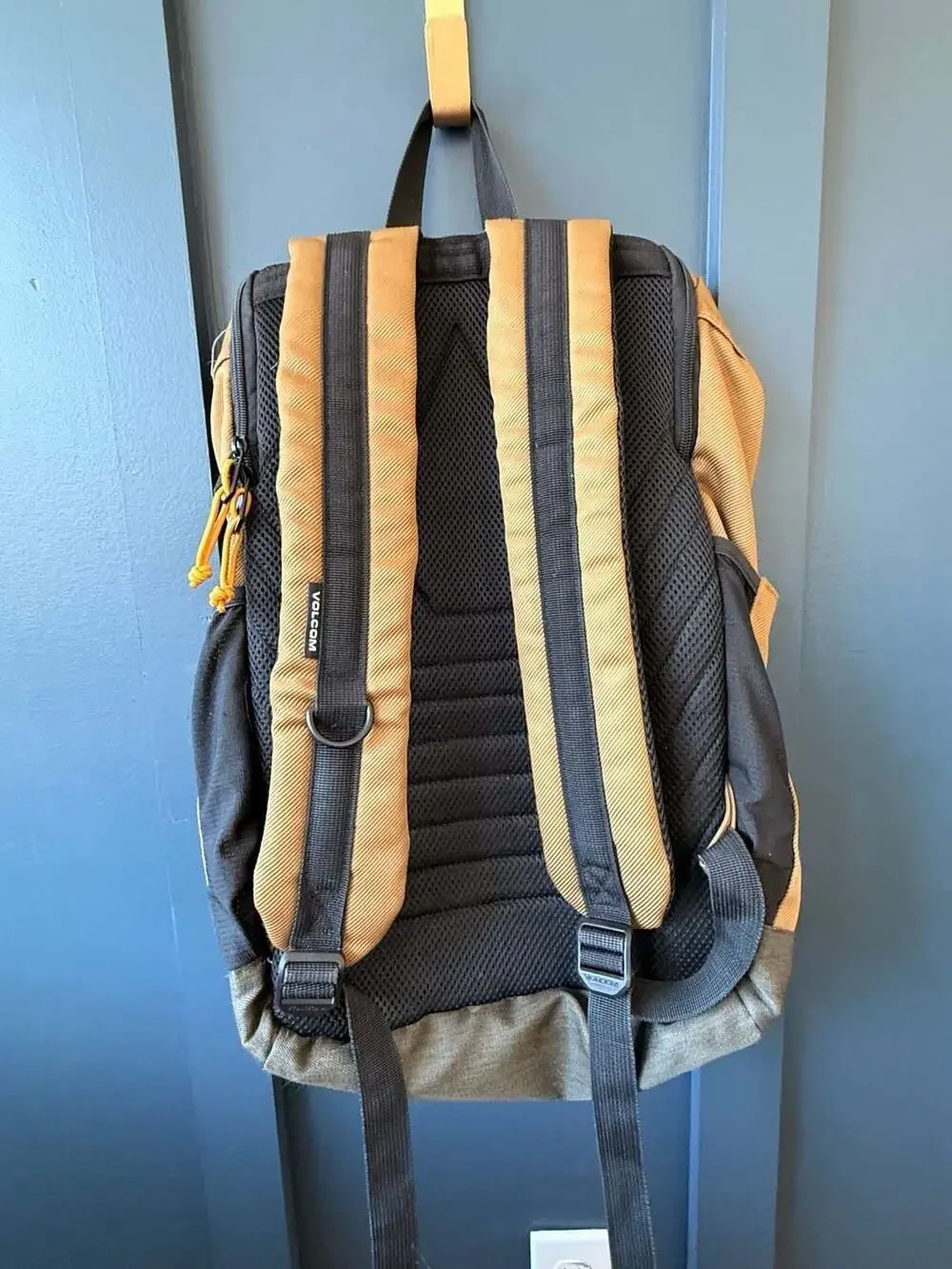 Volcom Brown and Green Flap Backpack with Buckle Straps excellent condition.